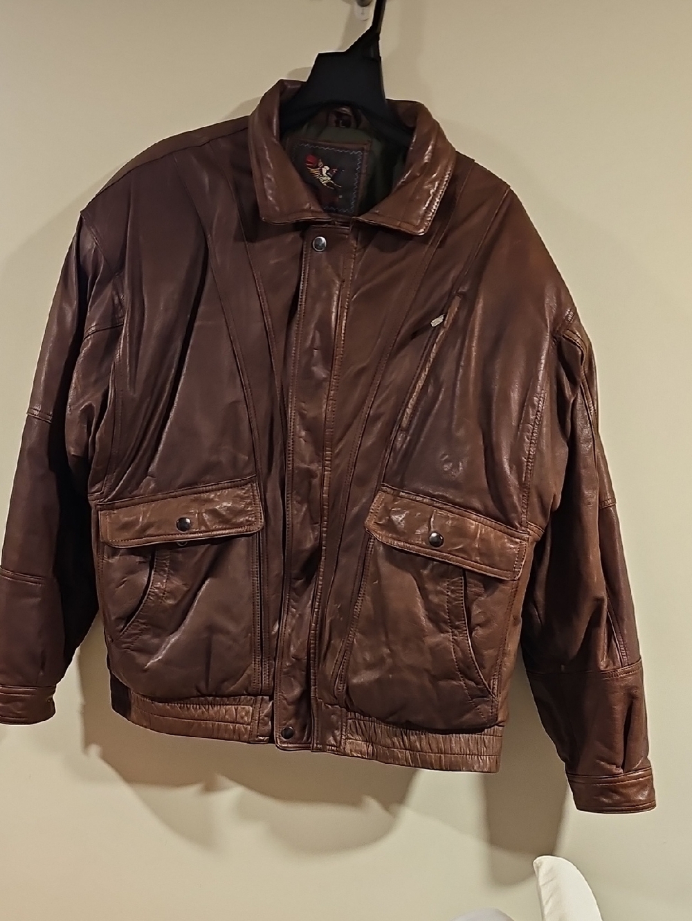 Men's Brown Leather Bomber Jacket
